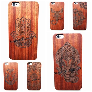 

29 Style Hamsa Hands Design Ganesha Bamboo Wood Phone Case For Iphone 6 6S 7 Plus 7Plus 5 5S SE Henna Wooden Iphone5 Cover