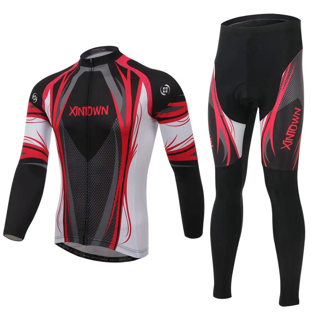 2016 winter thermal fleece cycling jersey long sleeve+bib pants High quality gel pad bike