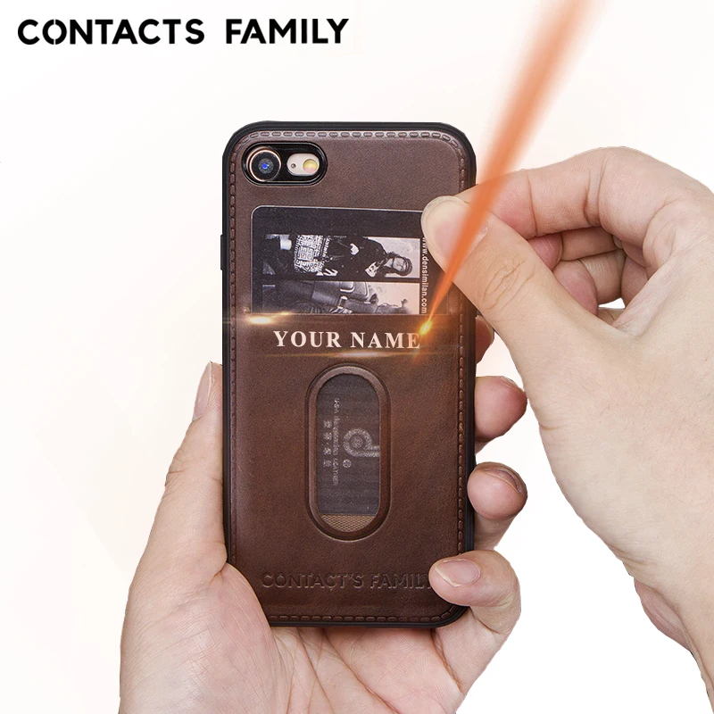 

Protective Case For iPhone 7 8 Retro Genuine Leather Phone Cover Credit Card Slot For iPhone 7 Wallet Case Full Coverage Shells