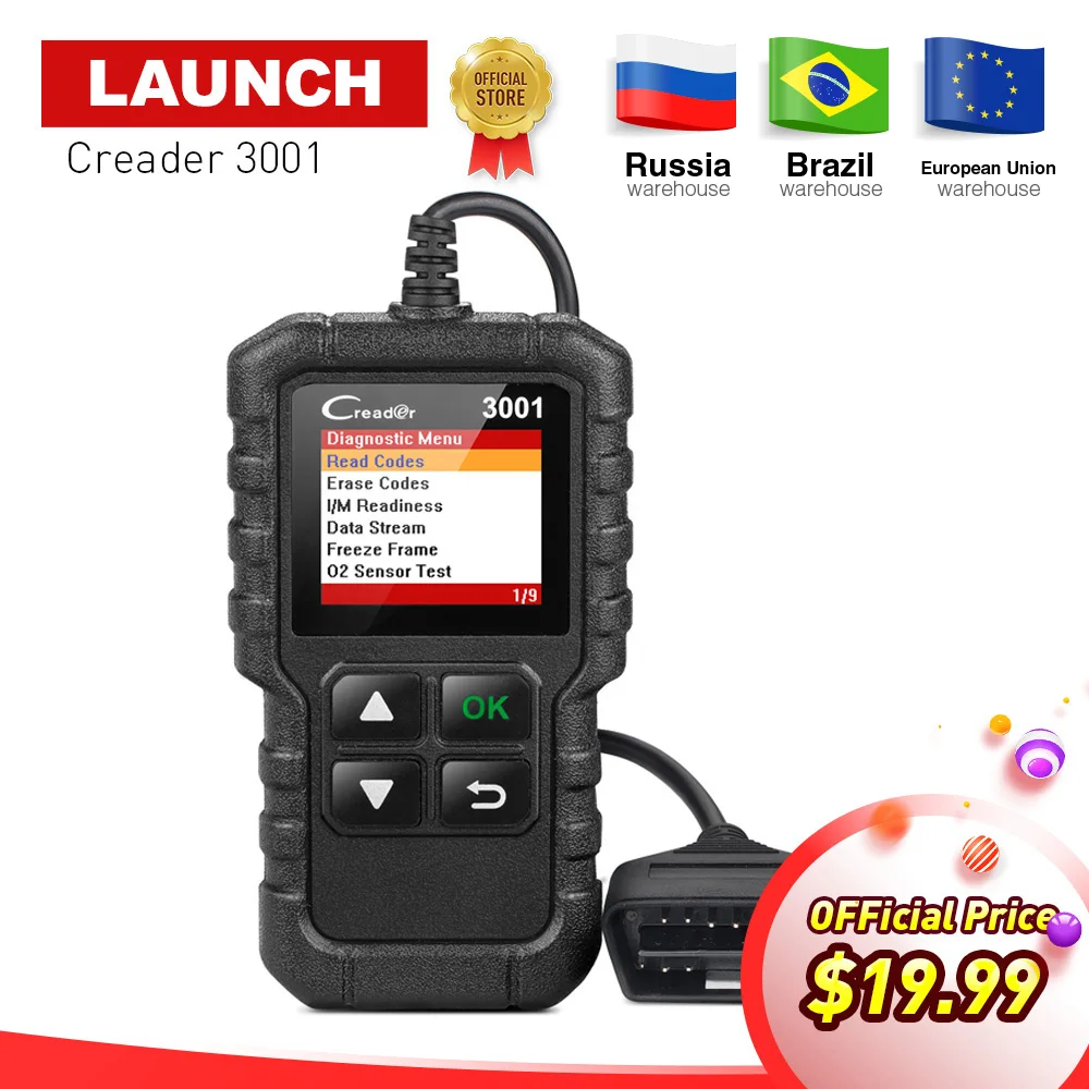 LAUNCH Creader 3001 Full OBD2 EOBD Code Reader Auto Scanner CR3001 OBD 2 Diagnostic Tool PK NL100 OM123 AD310 In Russian