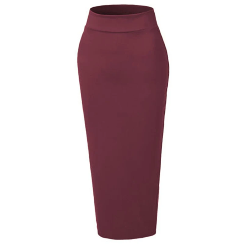 Мусульманская Плотная юбка XL 2XL Дамская облегающая тонкая черная/белая кофе темно-Красная Высокая талия стрейч длинная Макси Женская юбка-карандаш - Цвет: Dark red
