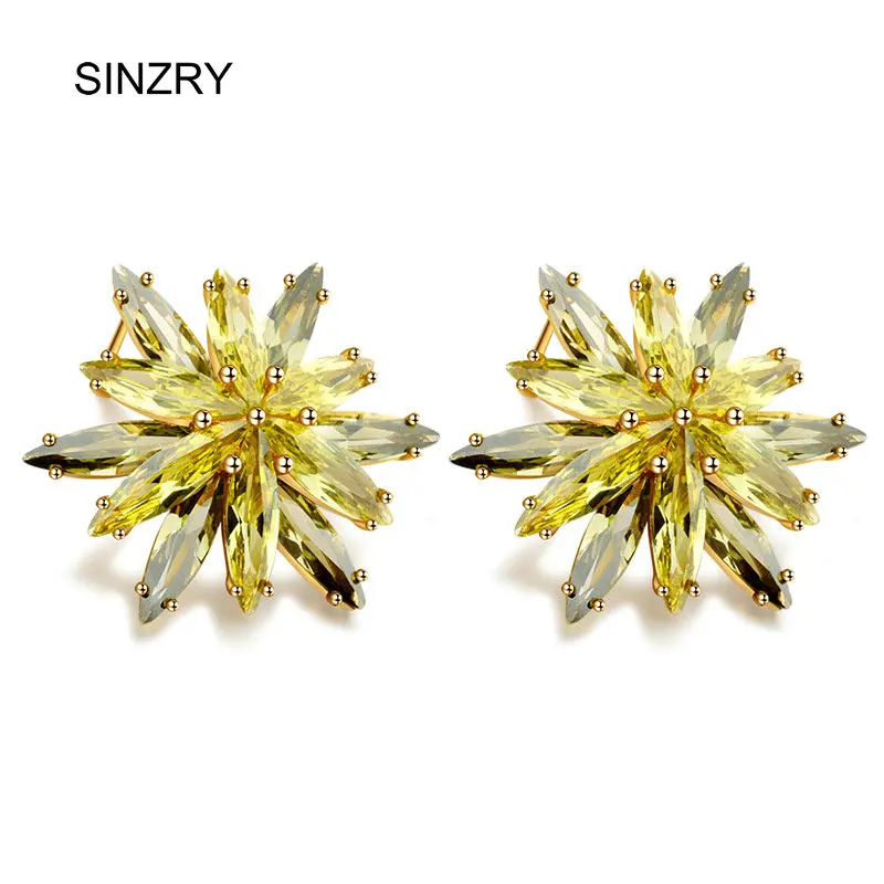 SINZRY массивное ювелирное изделие, кубический цирконий, кристалл, большой цветок, серьги, женские трендовые серьги-гвоздики, ювелирное изделие, подарок