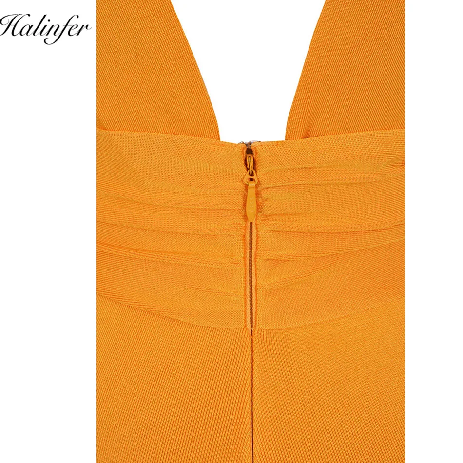 Halinfer 2018 Summer new style European and American fashion sleeveless orange bandage pants tight elastic package long pants Dresses