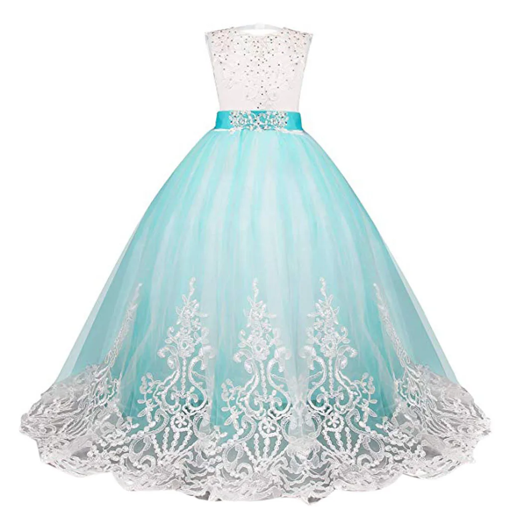 

Peridemes Princess Dress for Girls Elegant Party Lace Girl Princess Bridesmaid Pageant Tutu Tulle Gown Party Wedding Dress