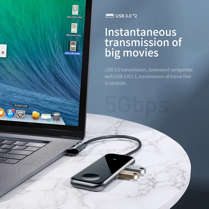 Baseus концентратор USB Type C к HDMI RJ45 Мульти USB 3,0 USB3.0 адаптер питания для MacBook Pro Air Dock 3 порта USB-C usb-хаб разветвитель