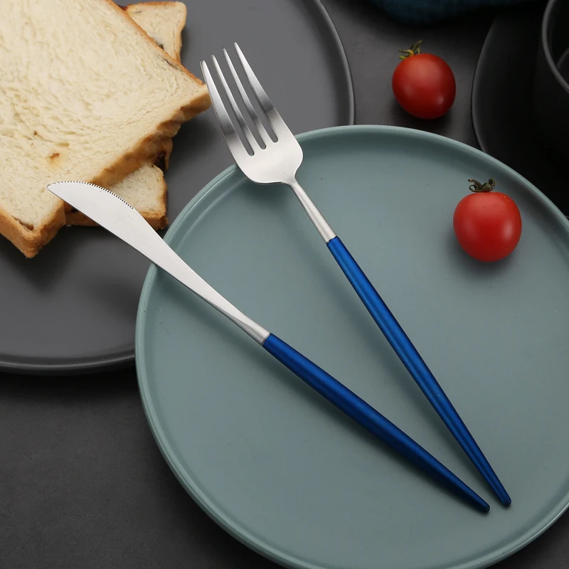 Сталь набор столовых приборов ложка Ножи набор посуды для Западные Свадебные Вилки ложка ножи в Корейском стиле Кухня, ложки, вилки, Ножи набор