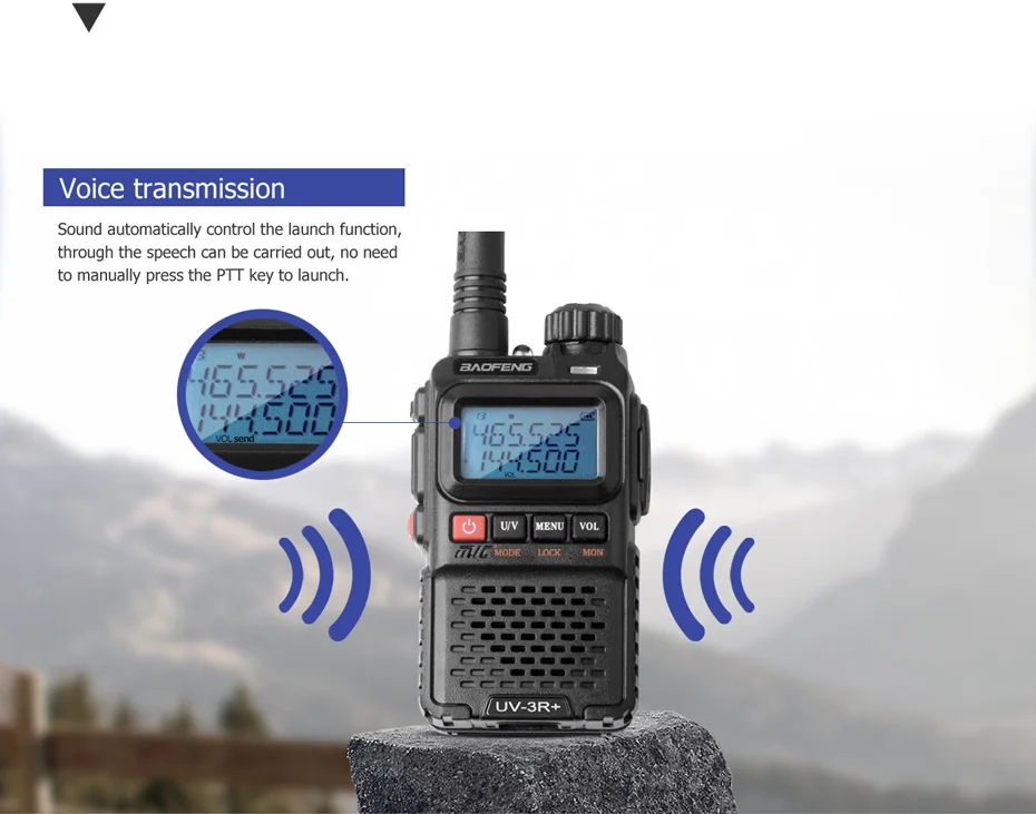 Baofeng UV-3R плюс иди и болтай Walkie Talkie мини Two Way Радио портативное Любительское радио UHF VHF двухполосный двухстрочный дисплей FM фонарик VOX CB радио