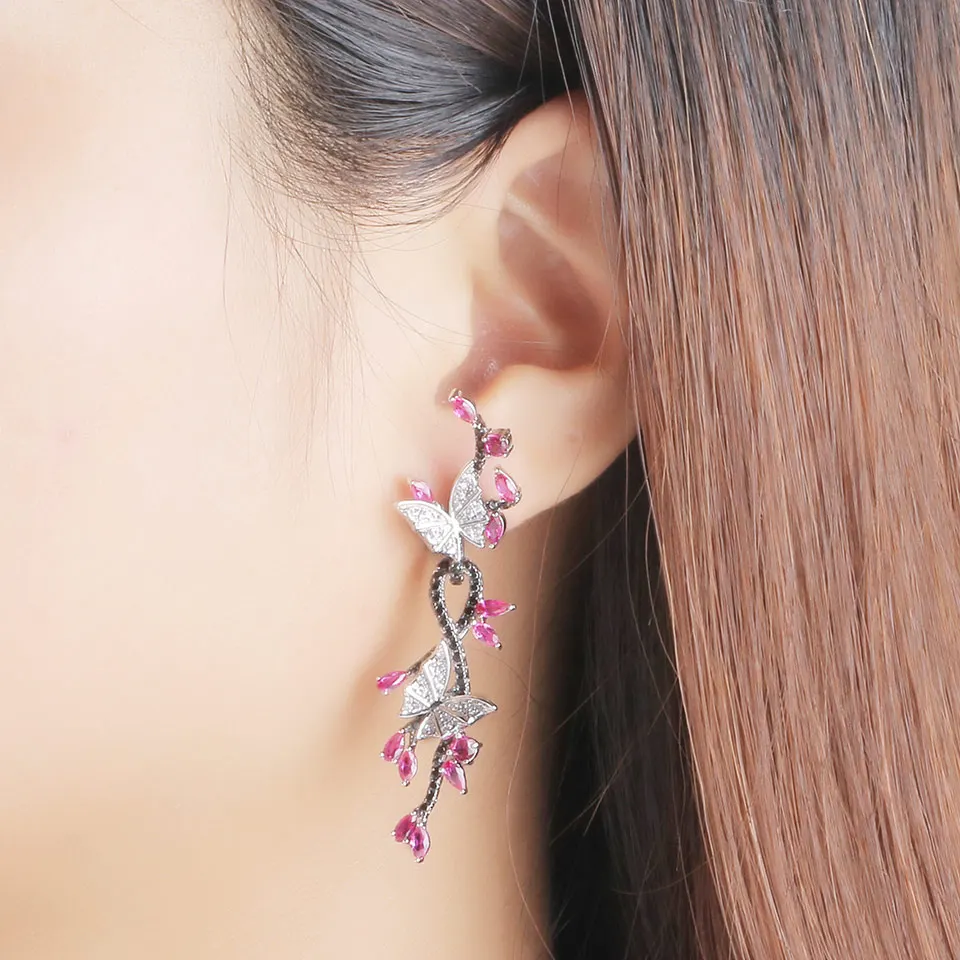 UMCHO Ruby 925 sterling silver jewelry set for women S016R-1-PC (11)