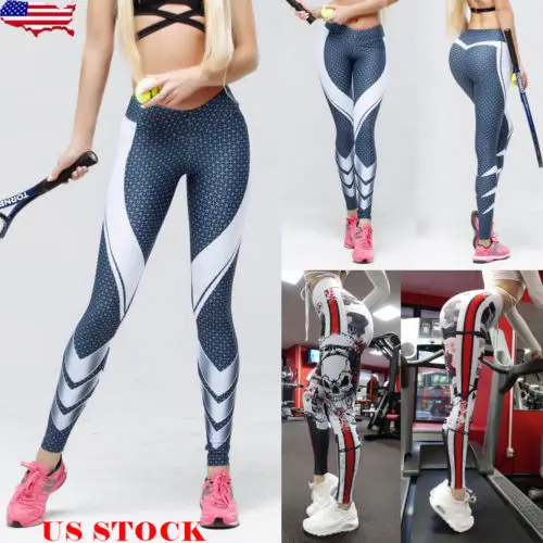 

2018 New Women Fitness Yoga Leggings Running Athletic Polyester Blue Red Plaid Pretty Pants