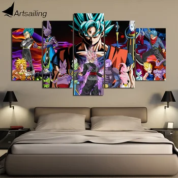 

ArtSailing 5 piece canvas art dragon ball goku paintings wall pictures for living room decoration posters and prints UP-2415C