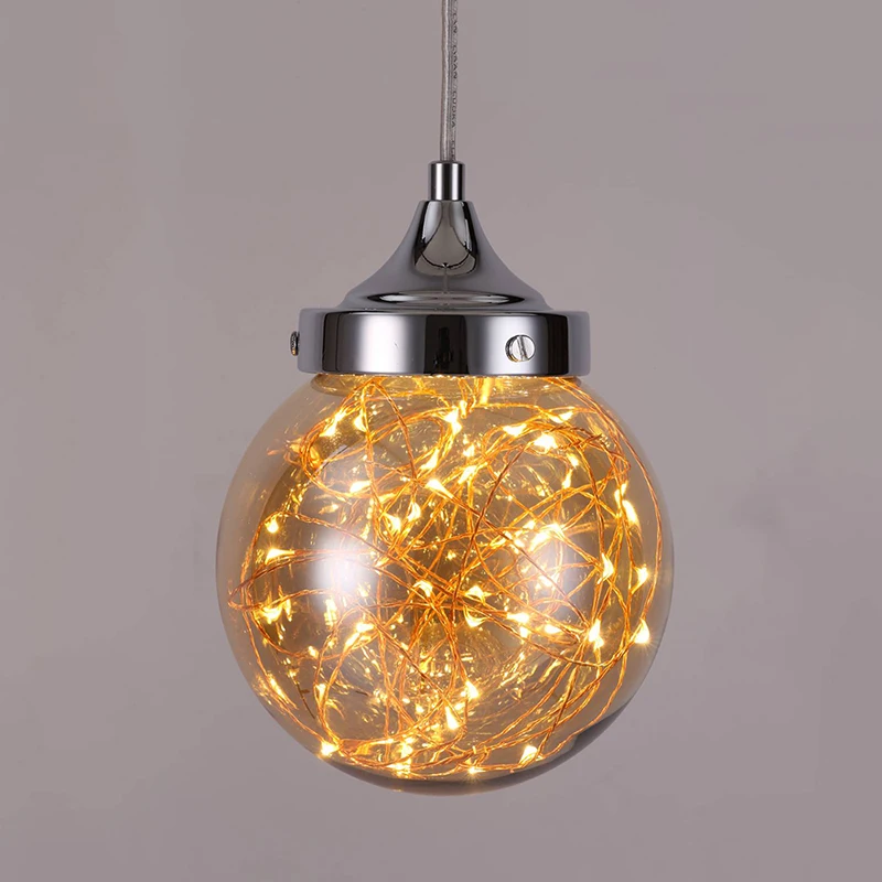 Champagne Glass Lampshade LED Firefly Pendant Lights 3000K ...