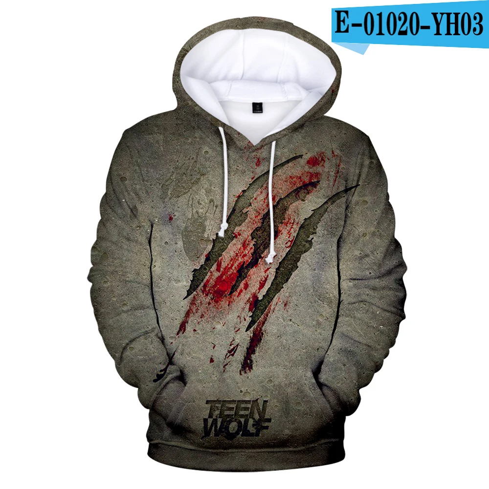 Fashion Teen Wolf Hoodies Derekhale 3D Print Sweatshirts Teen Wolf Men/Women Black Unisex Tops 4XL - Цвет: 3D hoodies