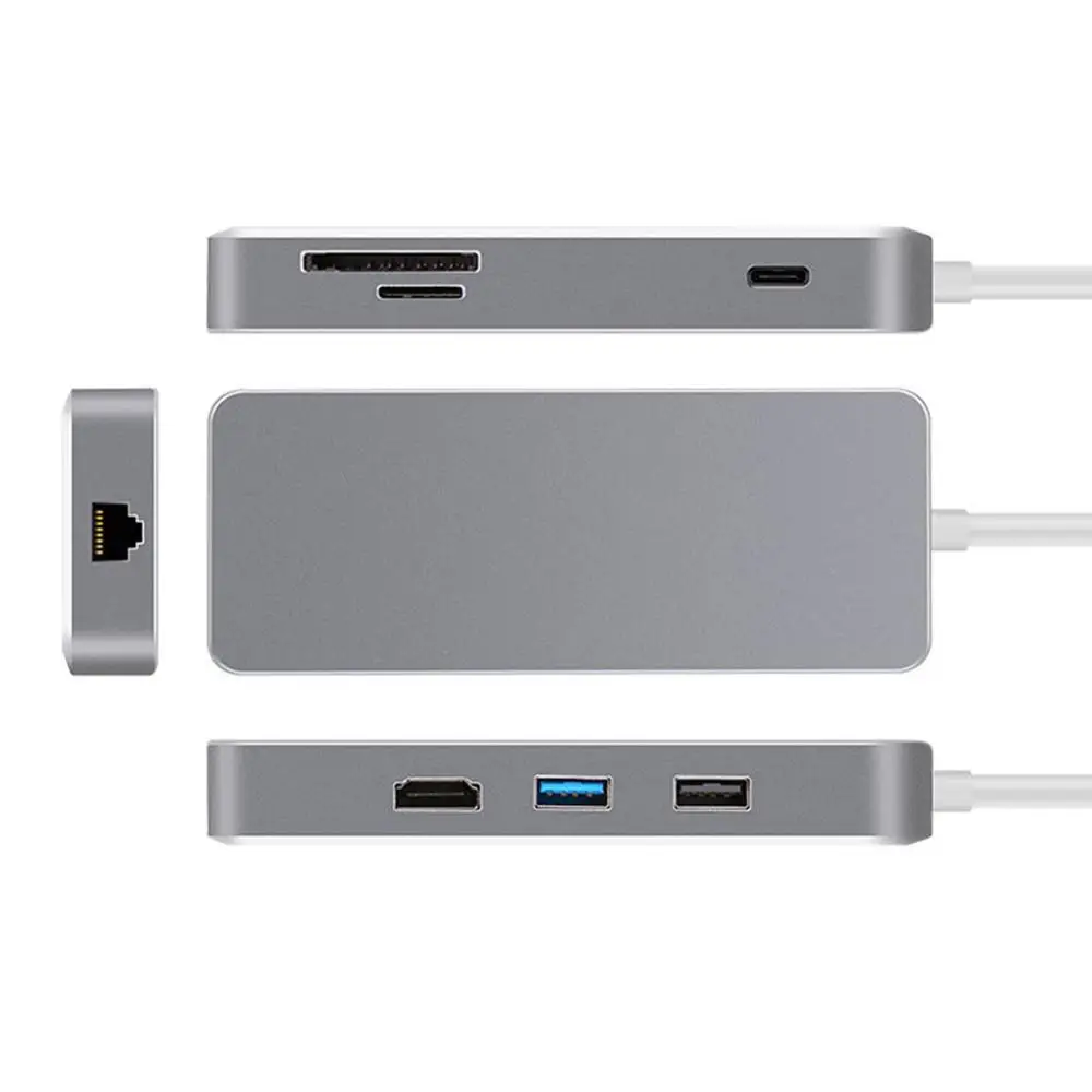 Горячий тип C USB C концентратор 7 в 1 многопортовый USB 3,0 type C к HDMI USB 3,0 RJ45 SD/TF кардридер зарядка PD адаптер конвертер для Mac