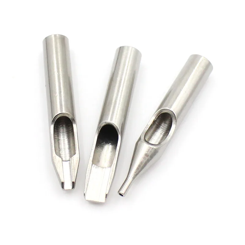 11PCS Tattoo Stainless Steel Nozzle Tips Tubes Set Kit Box Round Flat Tattoo Tips Mixed For Needles Machine Grip Supply