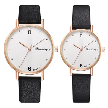 

Couple Watches Set Simple Roman Numerals Design Women Men Watch Top Quality Black Leather Strap Lovers Sports Wristwatch