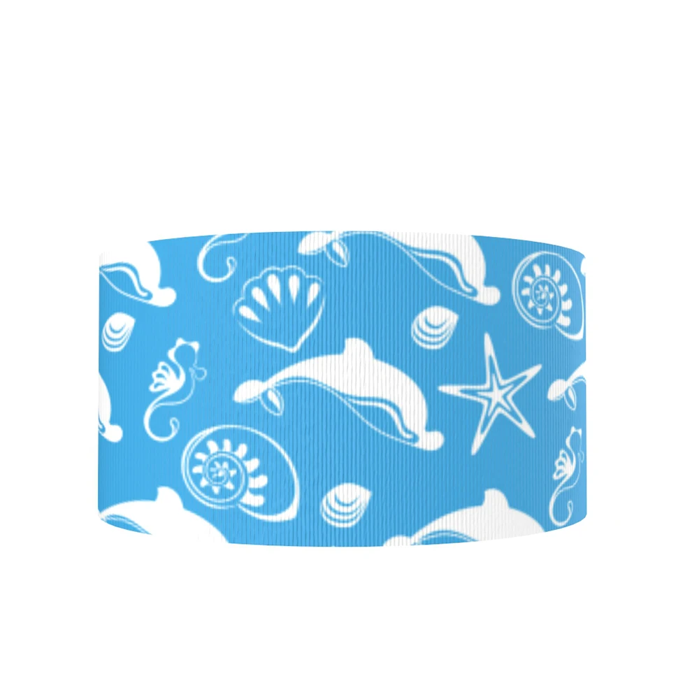 

New 50Y 3"75mm Star Sea Fish Printed Grosgrain Ribbon Tapes, DIY Handmade Materials, Wedding Gift Wrap Gift Giving,50Yc7115