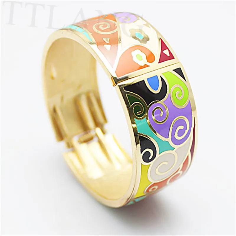 

2.5cm Width New Fashion Colorful Spring Symbol Enamel Jewelry Bangle