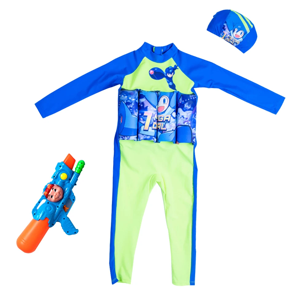 Купальный костюм-поплавок с объемными рисунками, цельный купальный костюм с длинными рукавами для детей, тренировочный защитный купальный костюм - Цвет: 2