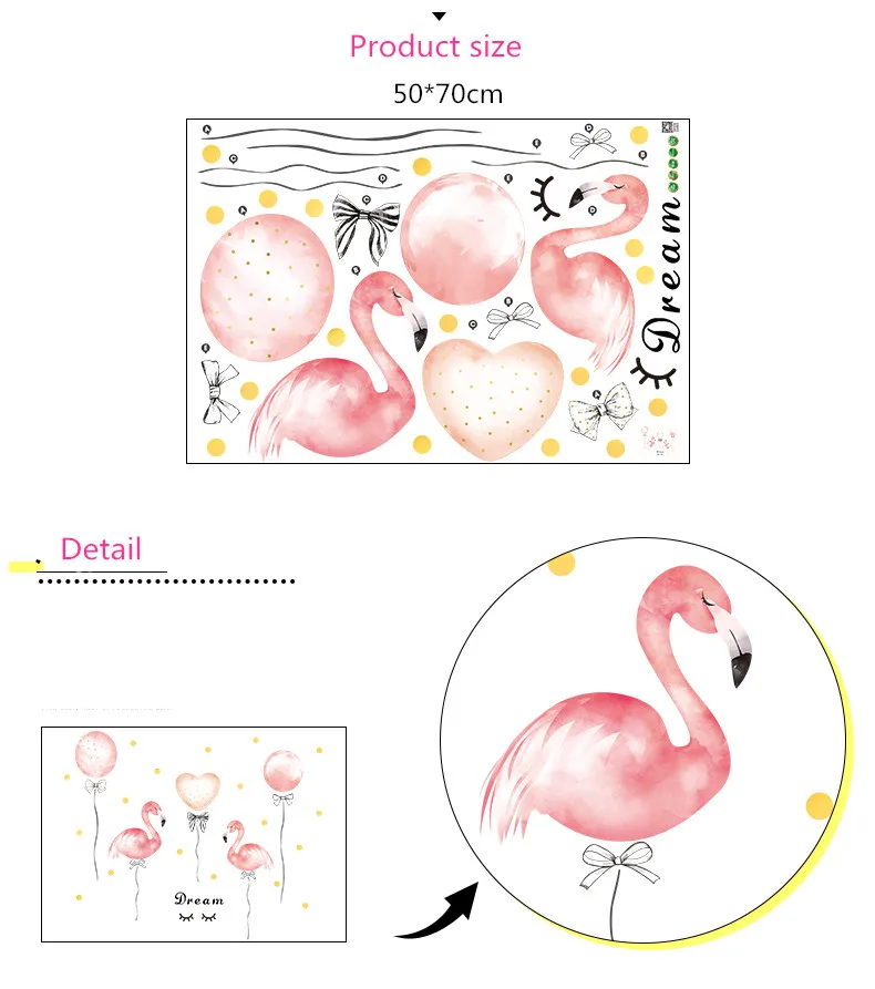 Украшение для спальни для девочек, шар в виде фламинго, розовые наклейки на стену, теплый Декор для спальни, домашний декор, самоклеящиеся наклейки на шкаф