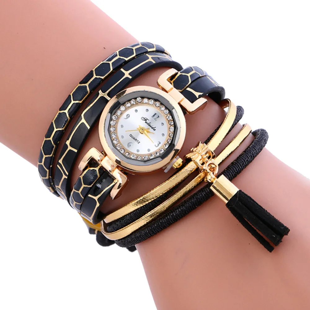 2018 Trendy Elegant Multi Bracelet Leather Watches Women Watches