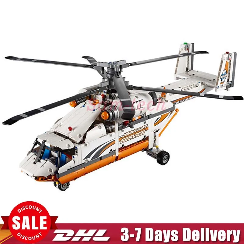 

LEPIN 20002 technic series 1060pcs Double rotor transport helicopter Model Building blocks Bricks Compatible Legoings 42052 toys