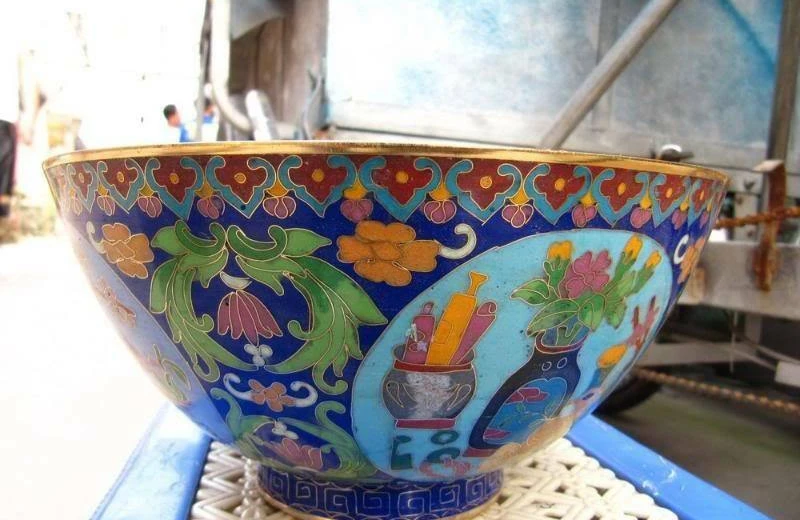 

China Regius Copper Copper Pure handwork Made cloisonne Dragon bowl
