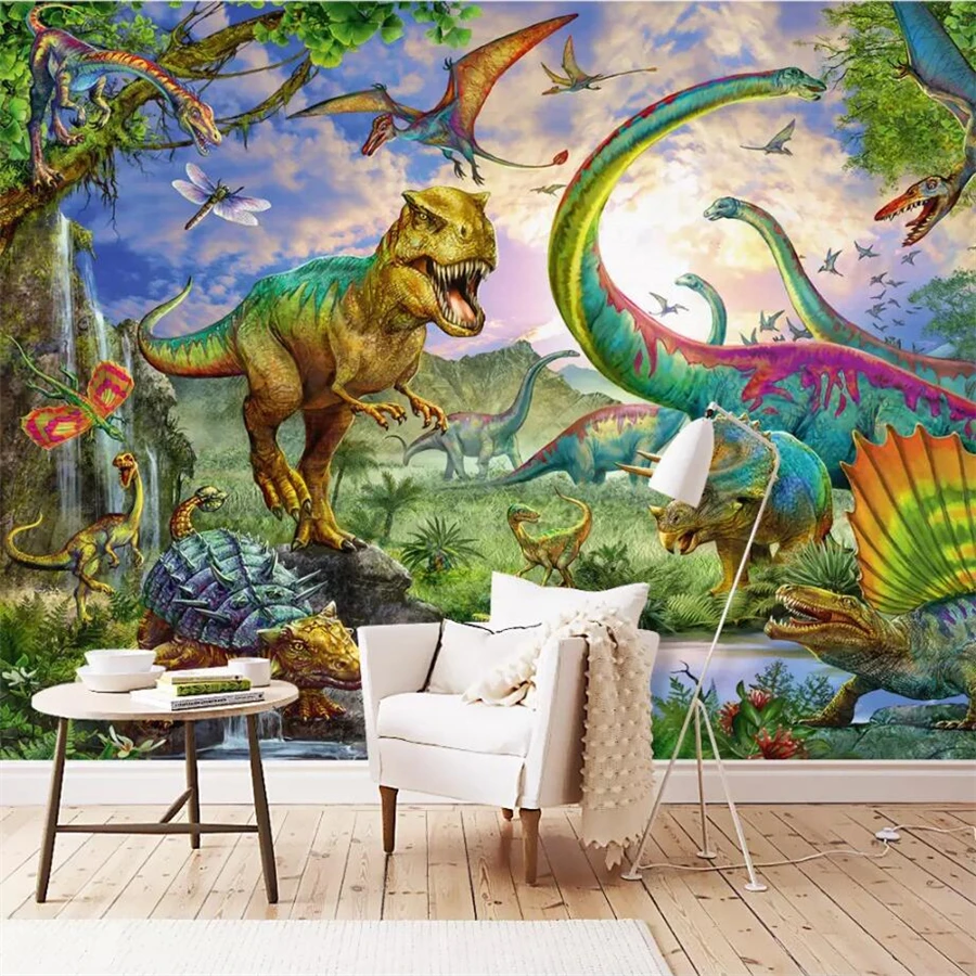Wellyu-papel de Parede 3d Personalizado para tv Fundo Pintado à Mão Dinossauro Tiranossauro Tiranossauro Parede