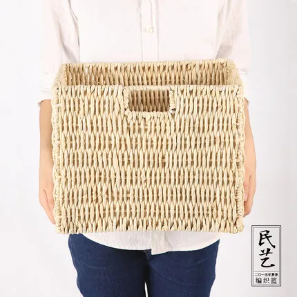 Японский стиль, деревенский ручной работы, вязаная настольная корзина для хранения мелких предметов, корзина для журналов, корзина для хранения на открытом воздухе