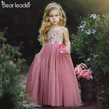 Платья для девочек с рисунком лидера медвежонка платье без рукавов, платье-пачка на бретельках платье для девочек из сетчатой ткани с цветочным рисунком Топ комбинированное платье Детские платья для девочек платье принцессы для девочек