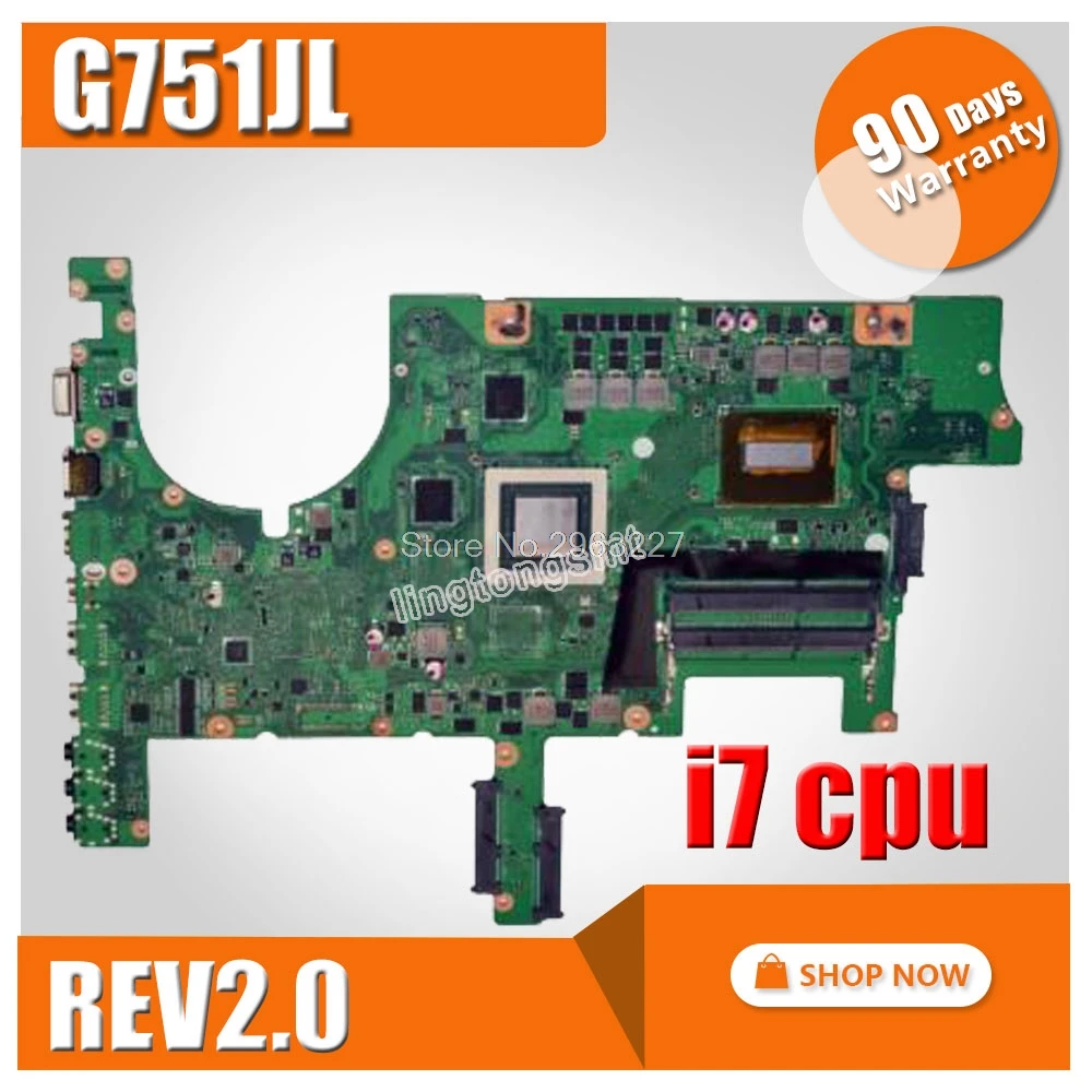 SAMXINNO для For Asus G751JL G751J G751 материнская плата ноутбука REV2.0 i7 cpu GTX965M 100%