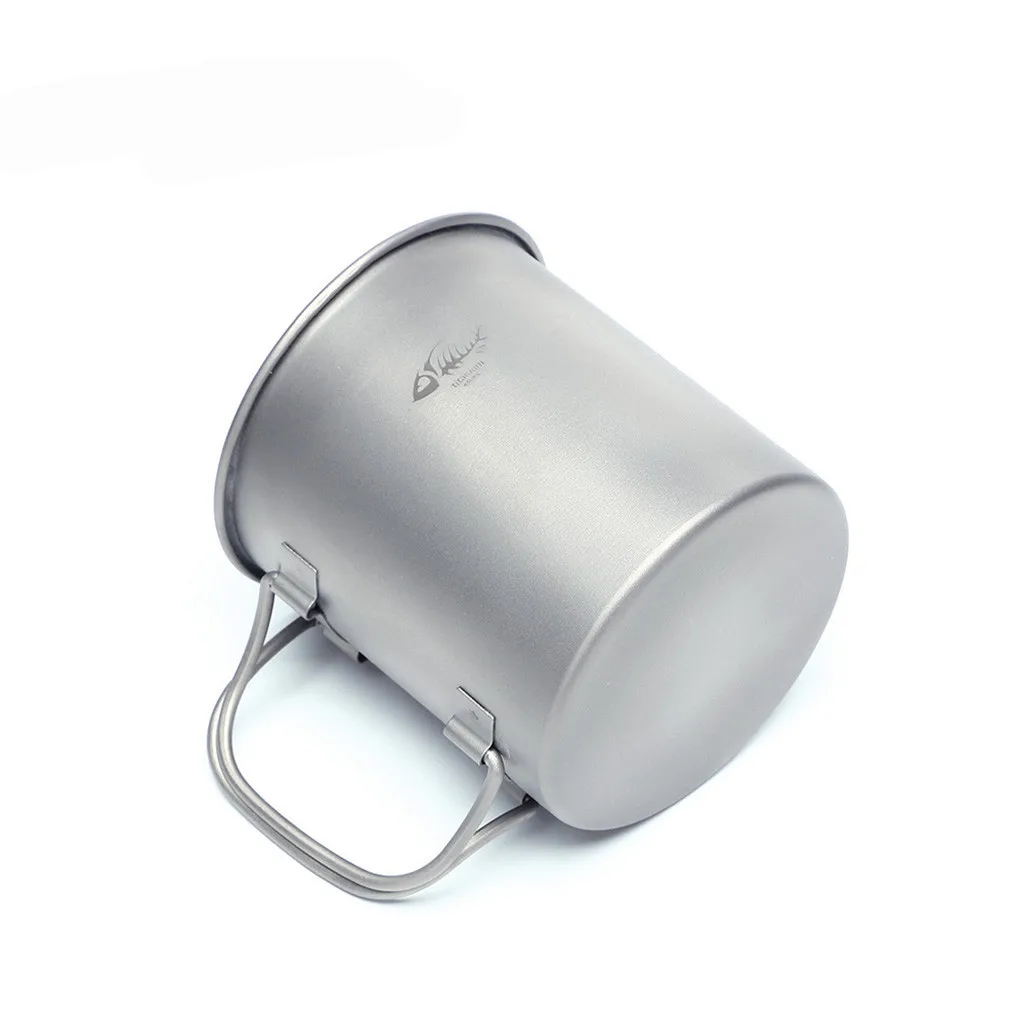 

EDC Titanium Pot Ultralight Portable Water Mug Outdoor Camping Cooking Cup Mug 450ML New arrived #20181206