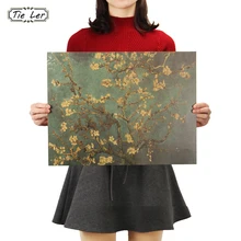 Галстук Лер абрикосовые цветы открыть мастера впечатление ретро крафт-бумага украшение плакат Звездная ночь кафе стикер на стену 47X36 см