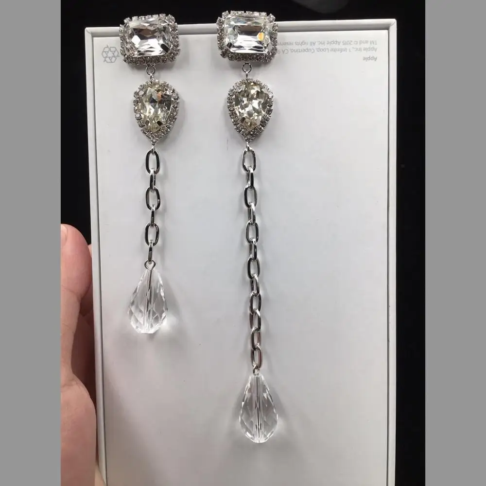

New fashion long alloy crystal earrings for women's