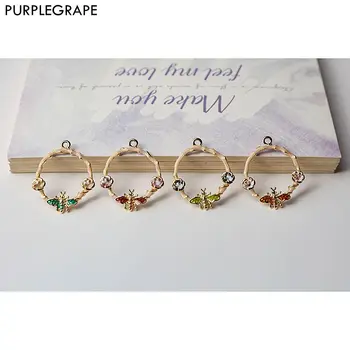 

6pcs Alloy Drip Oil DIY Earrings Accessories Jewelry Pendant Material Sen Girl Melissa Wreath PURPLEGRAPE