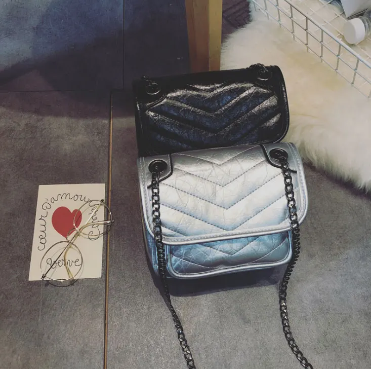 Nouveau Version Style Incliné Soleil Doux Cuir 2019 Ins Overfire Baitao Bagages Simple En Chaîne silvery Coréenne Chic Black Fille wWgzqXf4