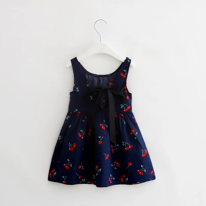Новое летнее Хлопковое платье-майка для маленьких детей платье принцессы для девочек сарафан для новорожденных одежда с милым цветком вишни Vestidos