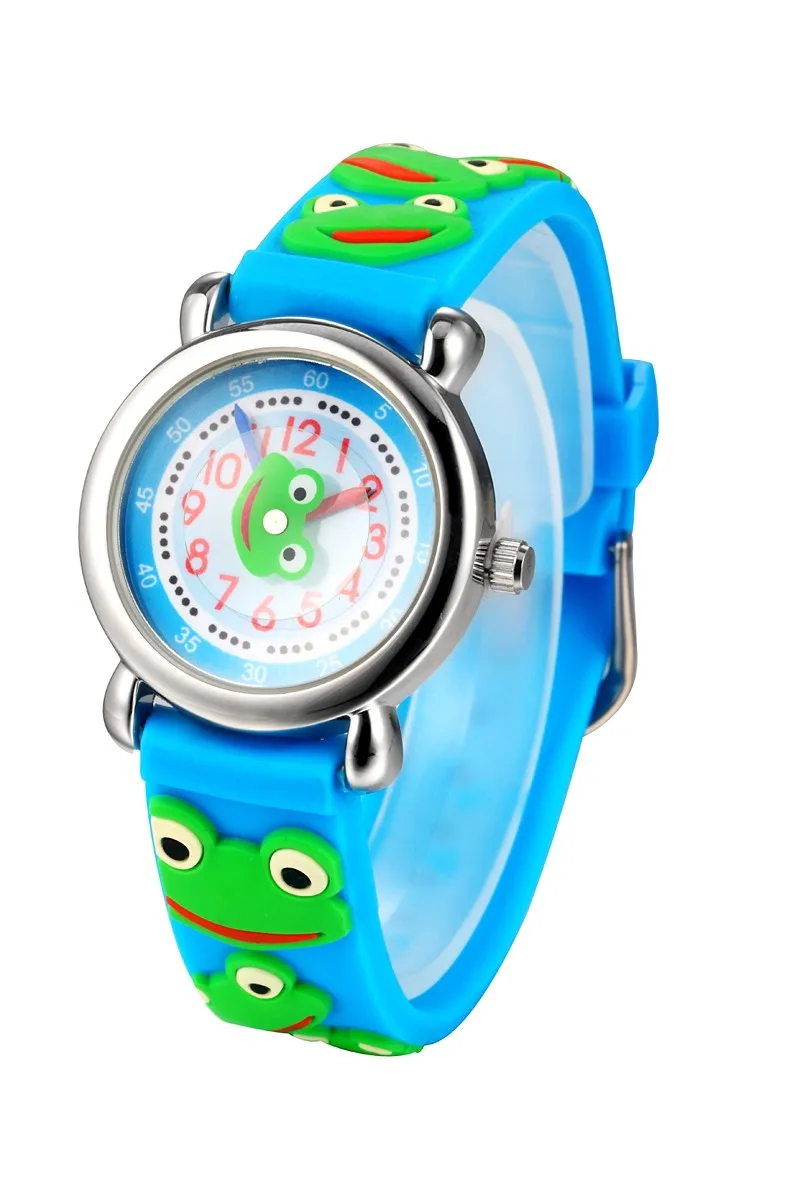 Высококачественные водонепроницаемые часы детские часы Лягушка детские 3D Мультяшные наручные часы Аналоговый силиконовый ремешок