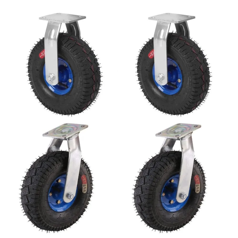 4PCS/SET Heavy Duty Swivel Casters With Dust Cover On Ball Bearing Rubber 170 Kg Max. Load Per Wheel 260x80mm Rolling Wheels