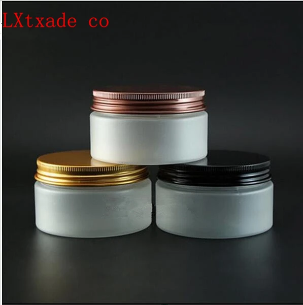 

Free Shipping 50g 100g Frosted Plastic Empty packing Bottles jar Golden Black Screw lid Cream Lotion Empty Cosmetic Containers