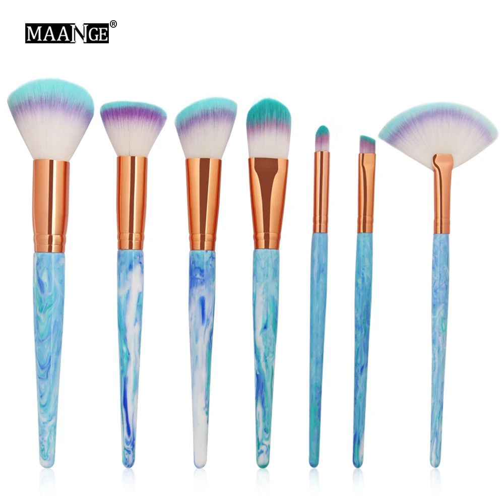 

7Pcs/set Marble Texture Makeup Brushes Tool Kit Foundatin Powder Eye Shadow Contour Blush Cosmetic Marbling Fan Make Up Brush