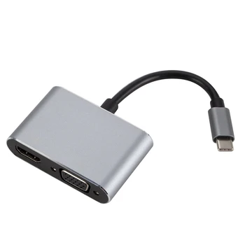 

USB C To HDMI 4K VGA Adapter USB 3.1 Type C USB-C to VGA HDMI Video Converters Adaptor For 2019 New Macbook Pro/ Chromebook Pix