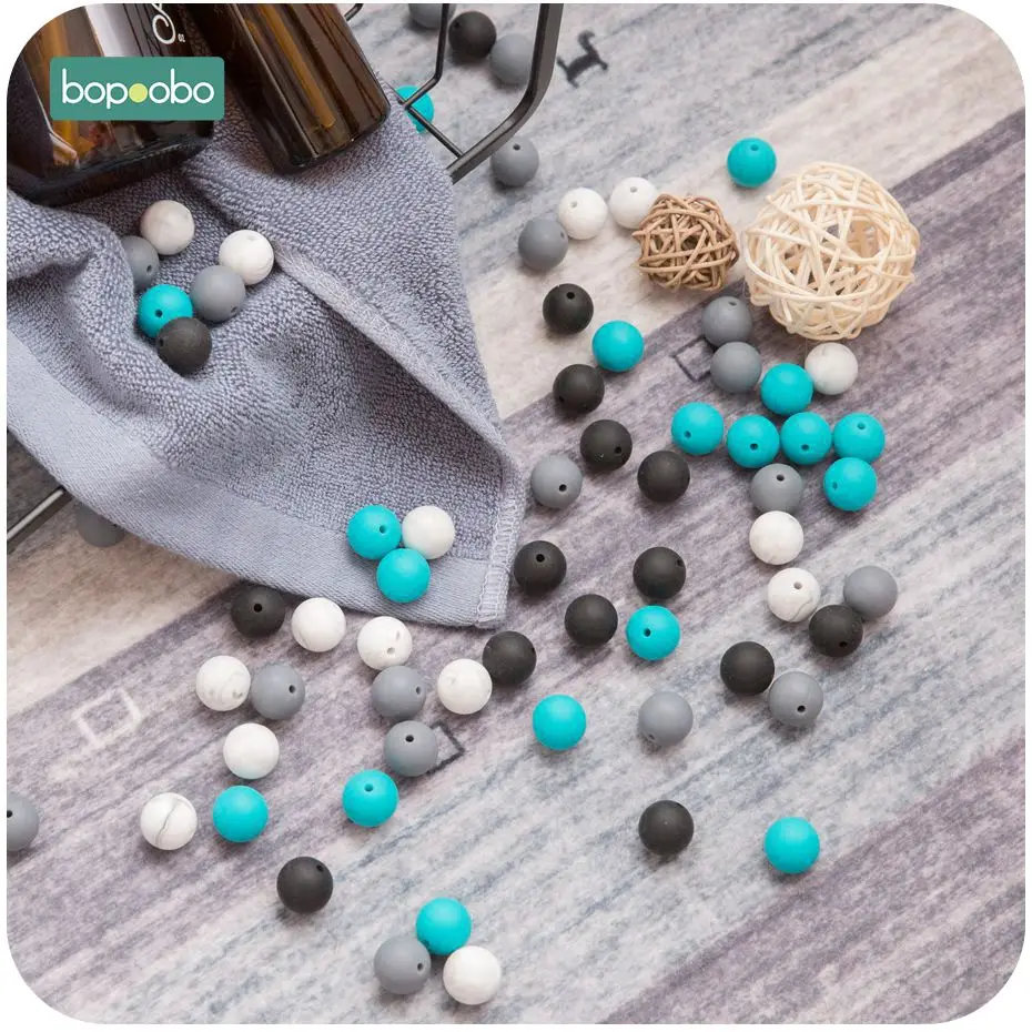 Contas de Silicone Fortalecimento do Treinamento do Dente Acessórios do Bebê Bopoobo Faça Você Mesmo Starter Kits Não-tóxico 100 pc 15mm 9 Mordedores p bebê