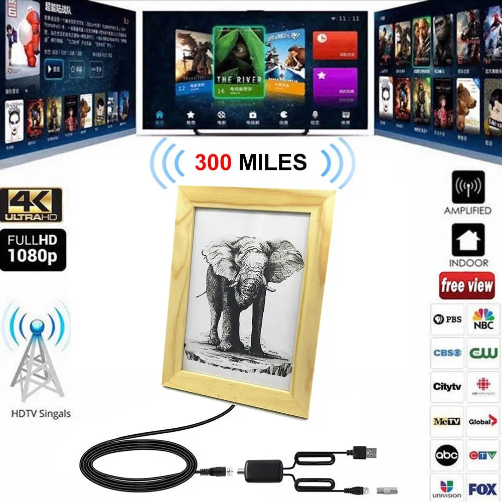 

2019Newest 4K 1080P Indoor Freeview TV Antenna Digital HDTV Antenna With Repeater Signal Amplifier Radius Surfing Fox TV Antenna