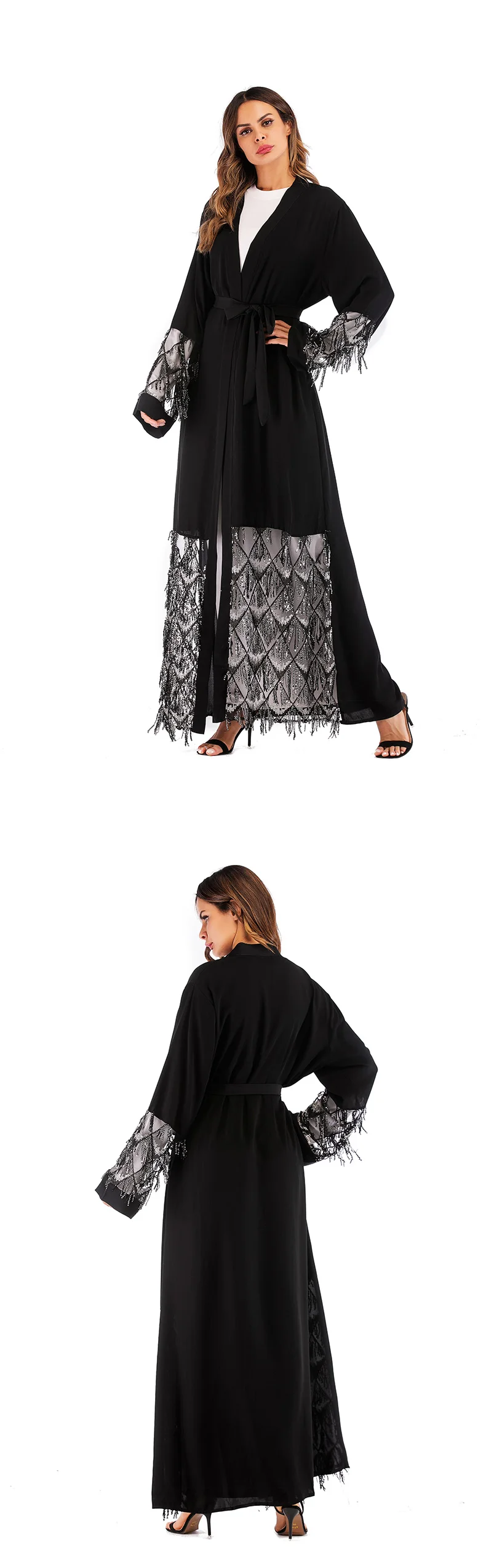 Мусульманские блёстки сетки нид Абая Арабский исламский турецкий ОАЭ платье макси кардиган Туника длинный халат платья кимоно Рамадан