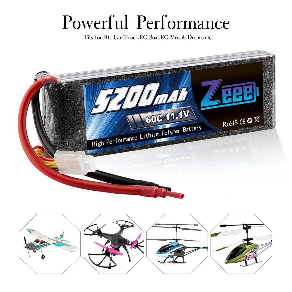 Zeee 11,1 V RC Lipo аккумулятор 5200mAh 3S перезаряжаемый RC аккумулятор FPV 60C с штекером Deans XT60 для RC автомобиля грузовика вертолета квадрокоптера