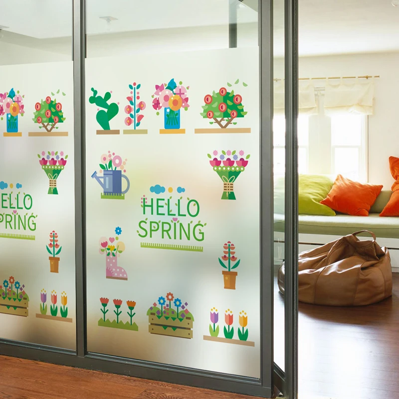 

Free Custom Stained Static Cling Window Film Frosted Opaque Privacy Glass Sticker Home Decor Digital print BLT312 Garden