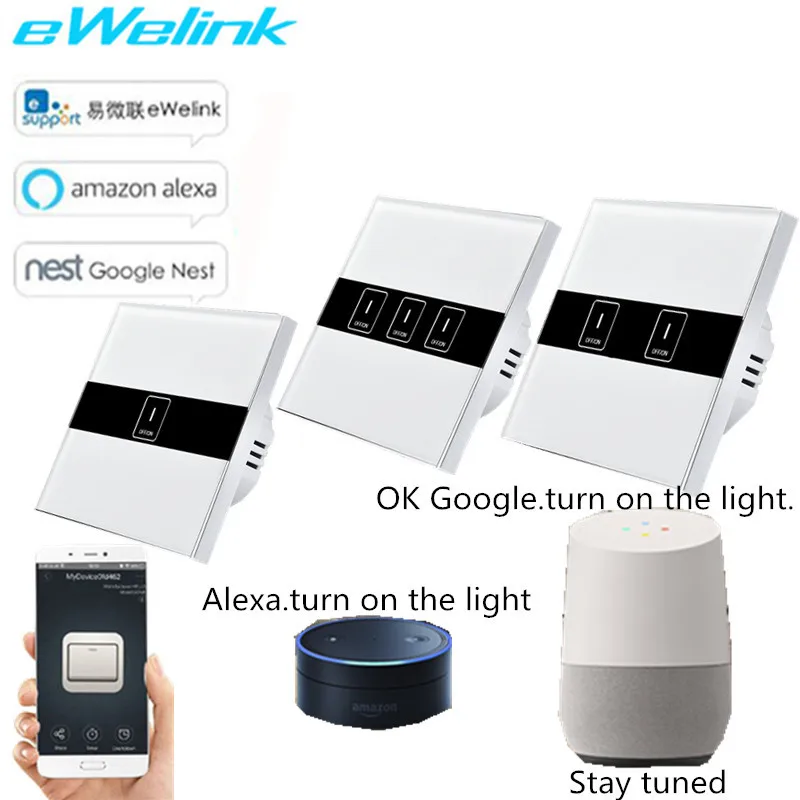 

EU/UK Standard Wifi Control Switch,eWelink APP Remote Control Light Switch via Android/IOS for Smart Home Wall Touch switch