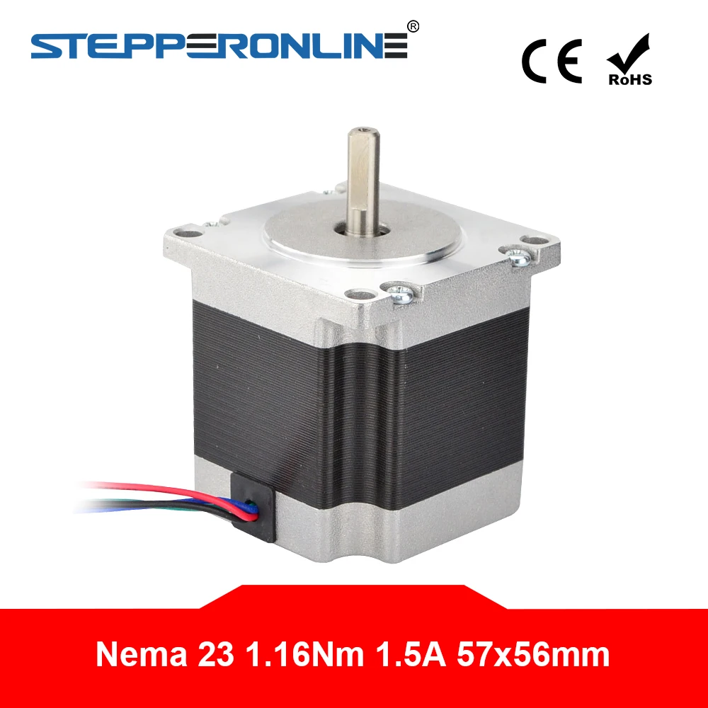 Motor de Passo Nema Bipolar 164.3oz.in 1.5a 57x56mm 4 Fios 3d Impressora Robô Cnc 1.8deg 23 1.16nm