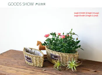 

1 pcs Farmhouse style Rattan wicker portable basket flower pot creative home decorations