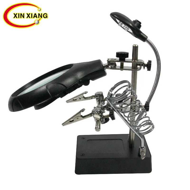 2.5X 7.5X Illuminated Magnifier LED Table Magnifier 10X Magnifying Glass Lamp Third Hand Soldering Loupe